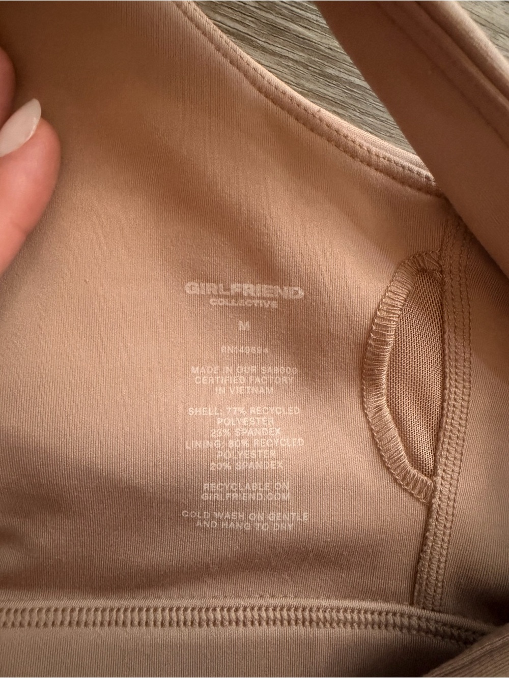 girlfriend collective Cross-Back Bralette in Blush Nude - Picture 4 of 4